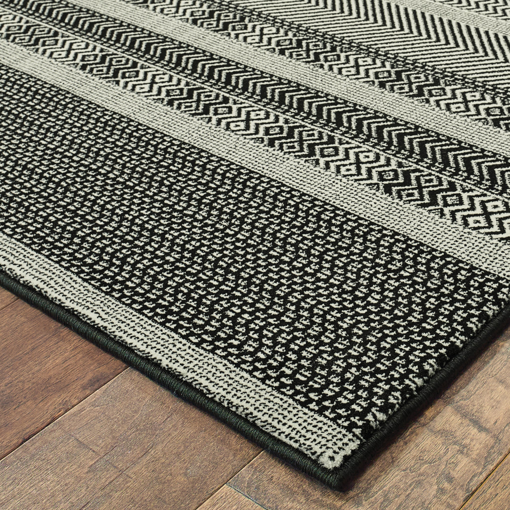 Oriental Weavers Luna 1802K Black Rectangle Indoor Runner - Luxurious Stain Resistant Low Pile Rug with Striped Design