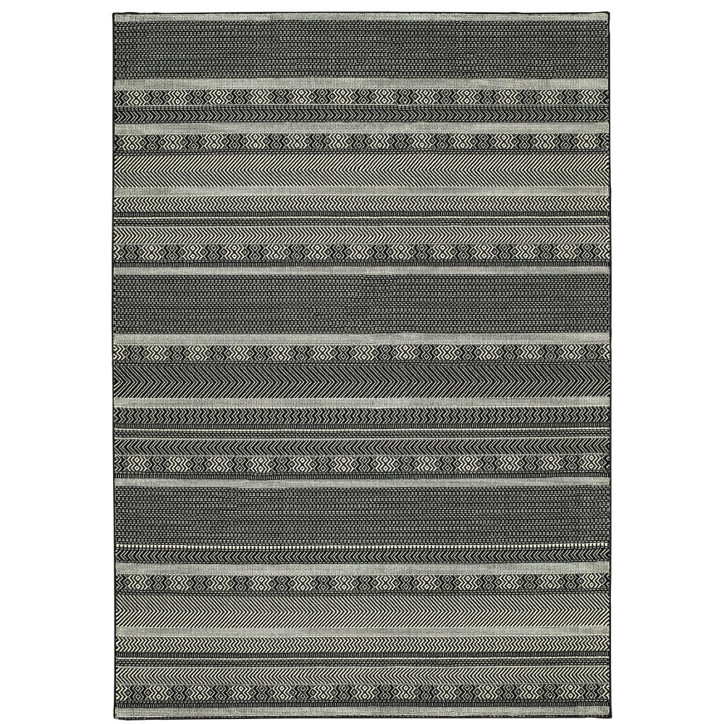 Oriental Weavers Luna 1802K Black Rectangle Indoor Area Rug - Luxurious Stain Resistant Low Pile Rug with Striped Design-