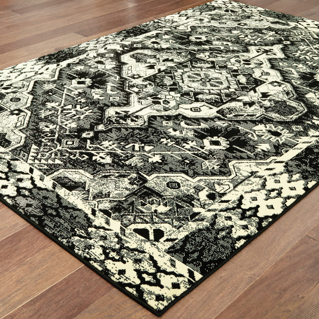 Oriental Weavers Luna 5603K Black Rectangle Indoor Area Rug - Luxurious Stain Resistant Low Pile Rug with Tribal Design-