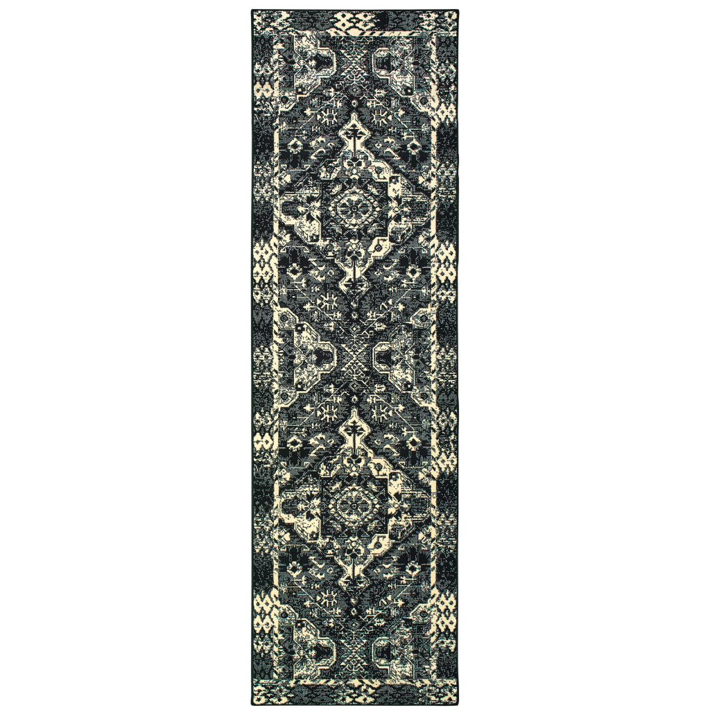 Oriental Weavers Luna 5603K Black Rectangle Indoor Runner - Luxurious Stain Resistant Low Pile Rug with Tribal Design
