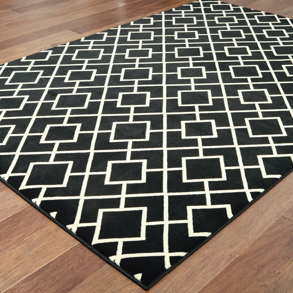 Oriental Weavers Luna 8123B Black Rectangle Indoor Area Rug - Luxurious Stain Resistant Low Pile Rug with Geometric Design-