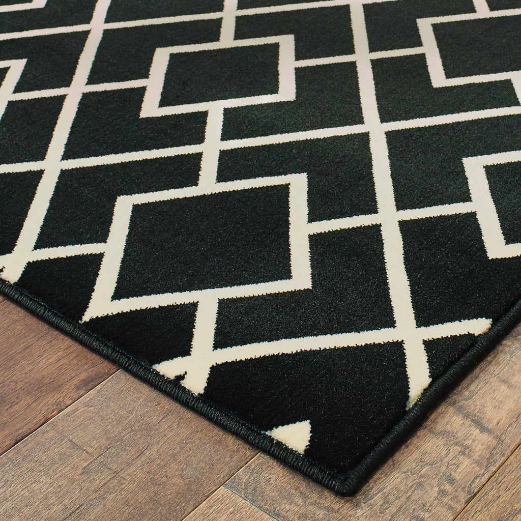 Oriental Weavers Luna 8123B Black Rectangle Indoor Runner - Luxurious Stain Resistant Low Pile Rug with Geometric Design