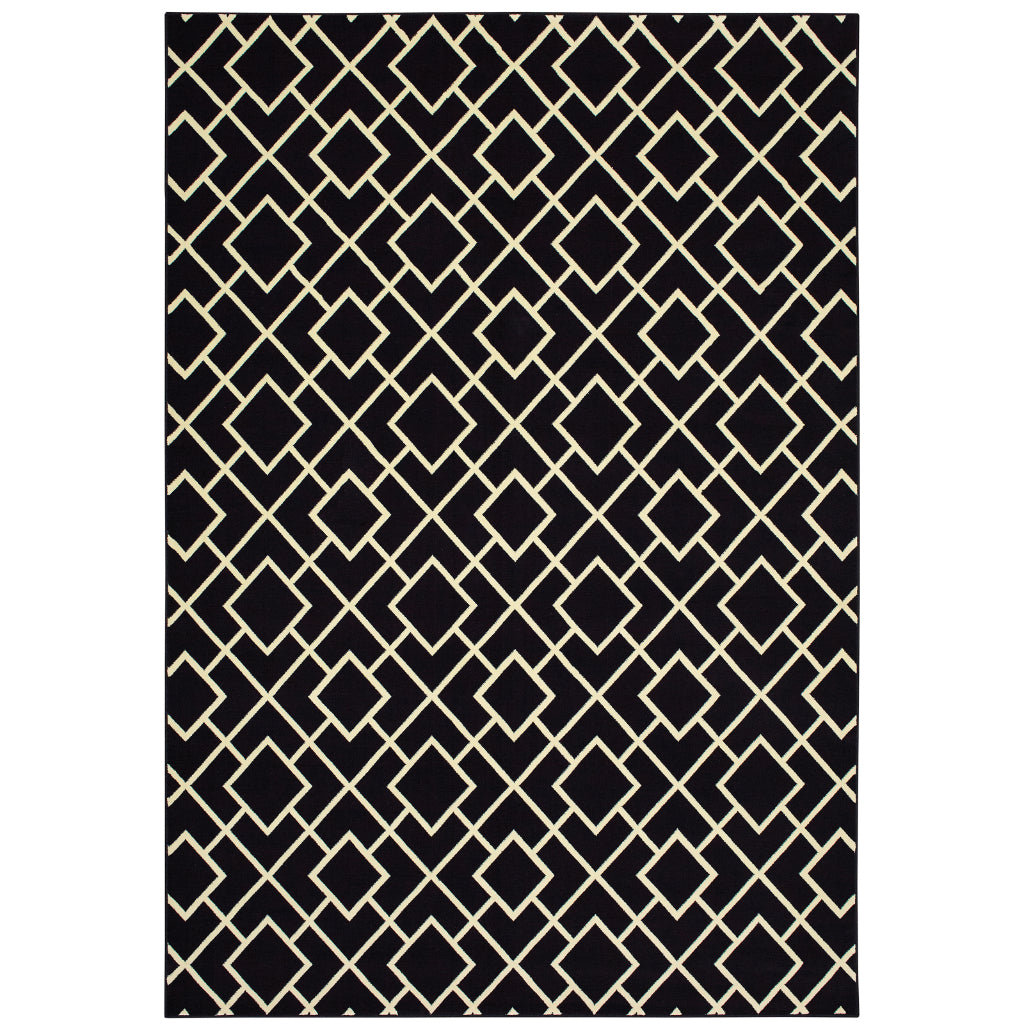 Oriental Weavers Luna 8123B Black Rectangle Indoor Area Rug - Luxurious Stain Resistant Low Pile Rug with Geometric Design