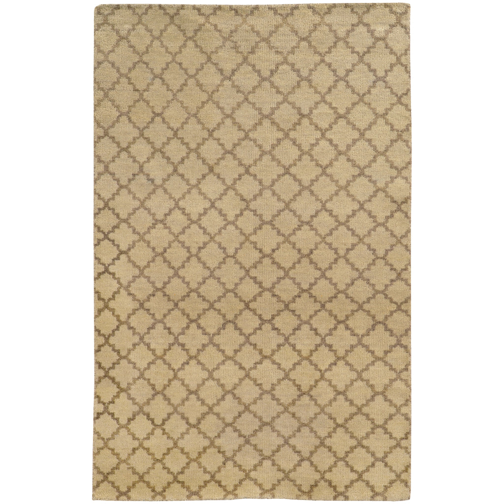 Oriental Weavers Maddox 56502 Beige Rectangle Indoor Area Rug - Luxurious Hand Knotted Low Pile Rug Made of 100% Wool with Geometric Design