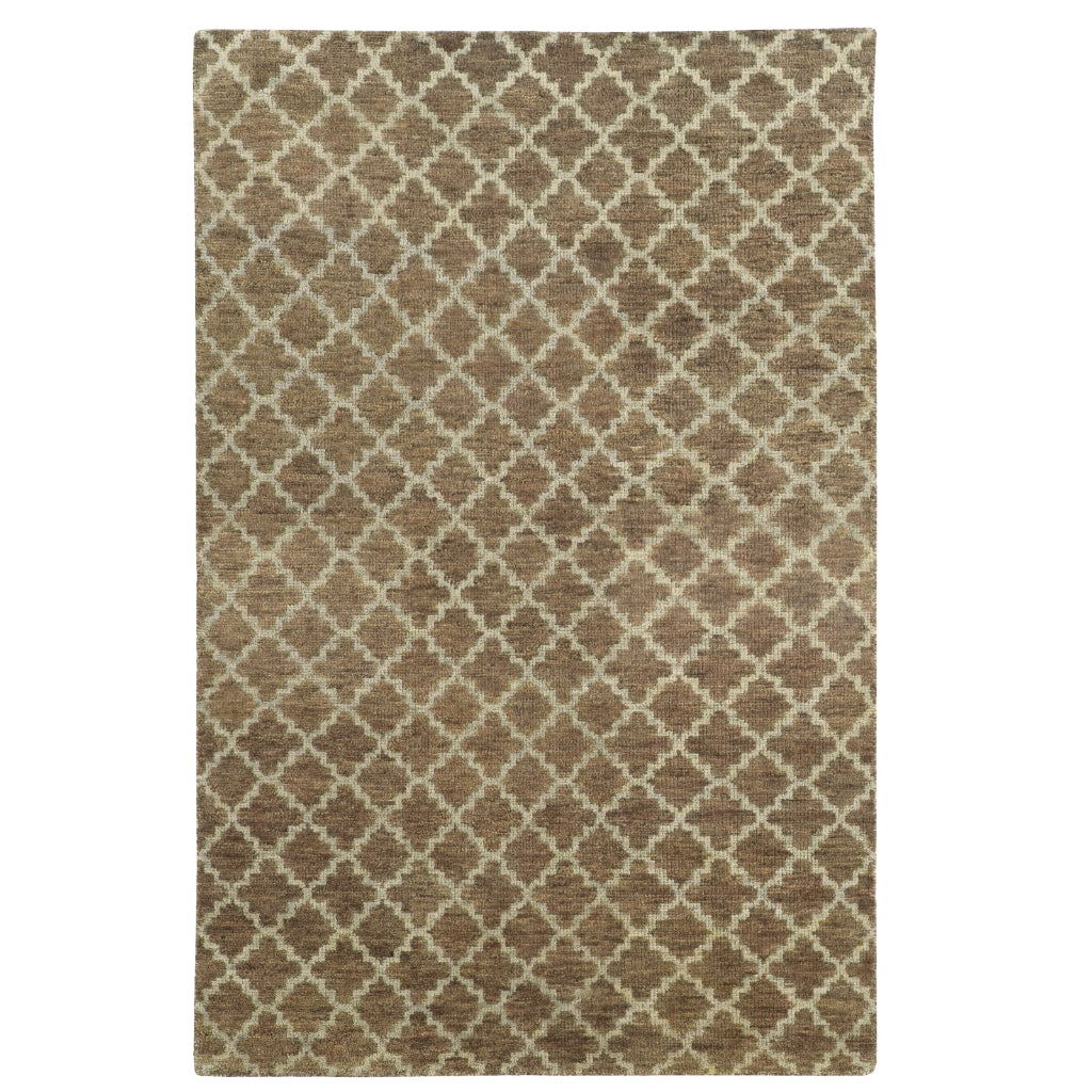 Oriental Weavers Maddox 56503 Brown Rectangle Indoor Area Rug - Luxurious Hand Knotted Low Pile Rug Made of 100% Wool with Geometric Design