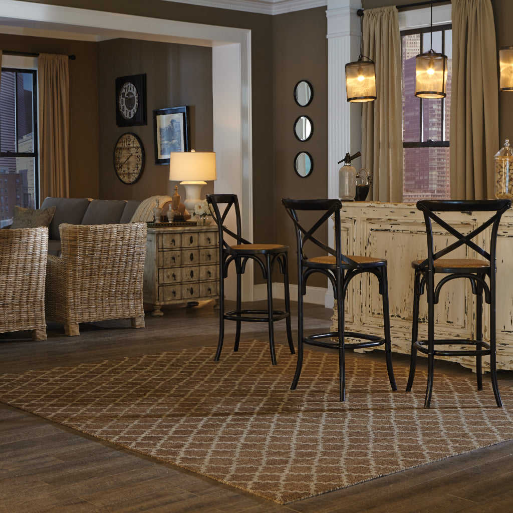 Oriental Weavers Maddox 56503 Brown Rectangle Indoor Area Rug - Luxurious Hand Knotted Low Pile Rug Made of 100% Wool with Geometric Design