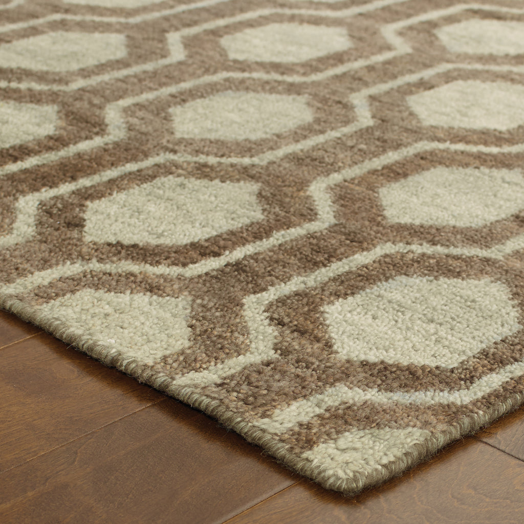 Oriental Weavers Maddox 56504 Brown Rectangle Indoor Area Rug - Luxurious Hand Knotted Low Pile Rug Made of 100% Wool with Geometric Design