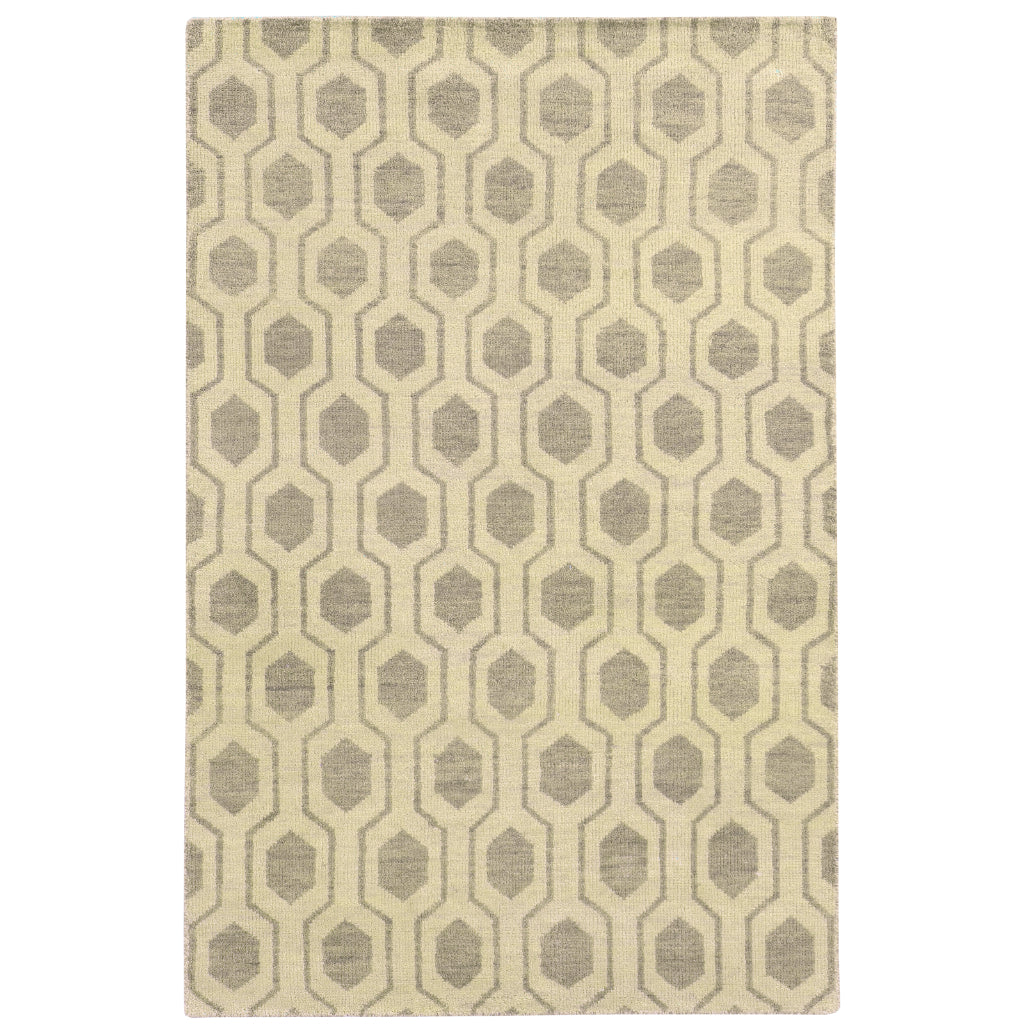 Oriental Weavers Maddox 56505 Beige Rectangle Indoor Area Rug - Luxurious Hand Knotted Low Pile Rug Made of 100% Wool with Geometric Design