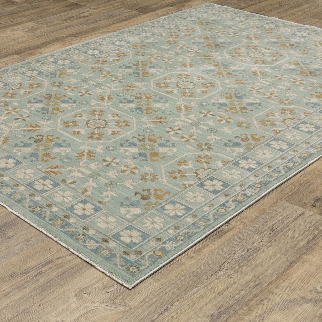 Oriental Weavers Maeve MAE14 Teal Rectangle Indoor Area Rug Oriental Pattern-