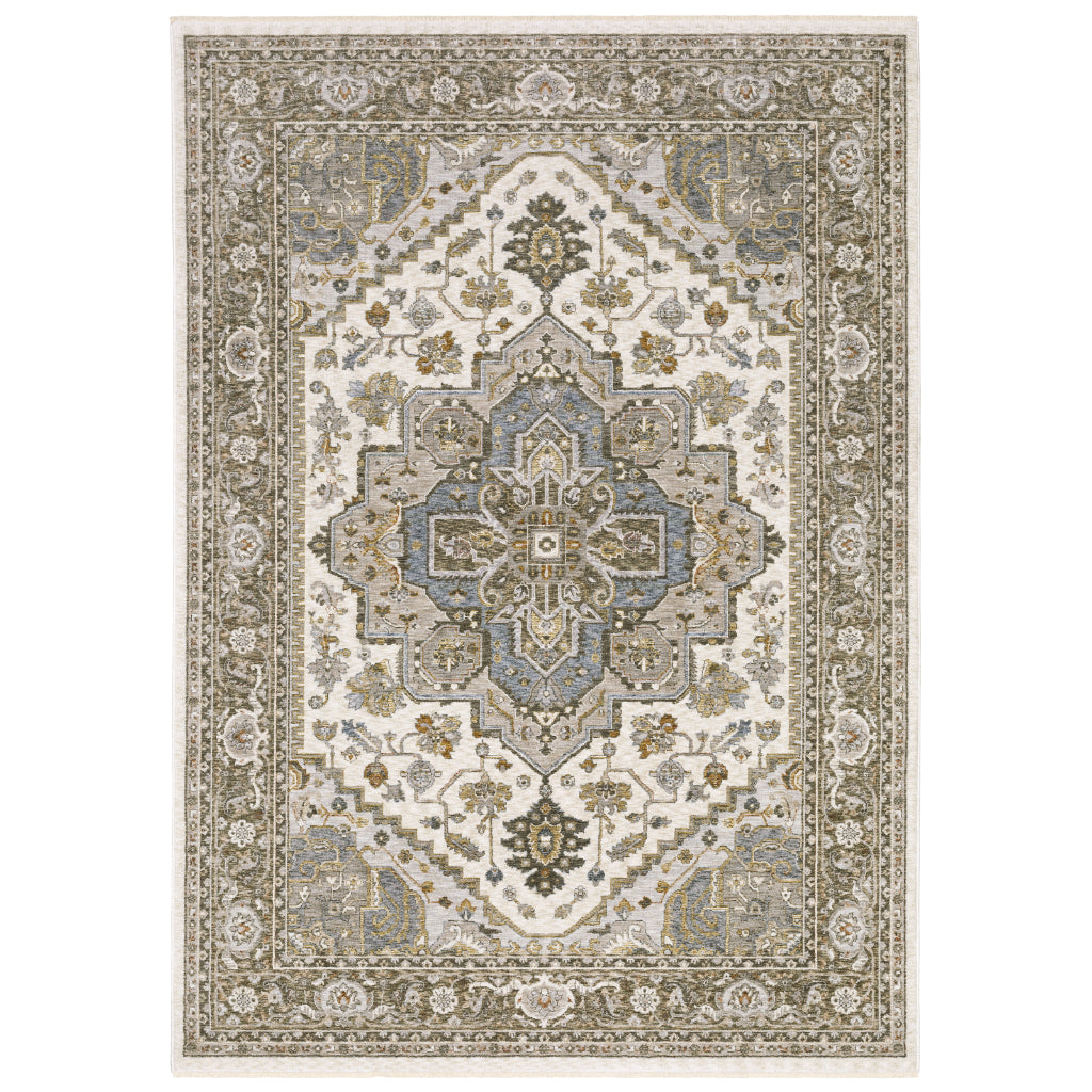 Oriental Weavers Maharaja 1144Y Multicolor Rectangle Indoor Area Rug - Stain Resistant Low Pile Traditional Rug with Medallion Design