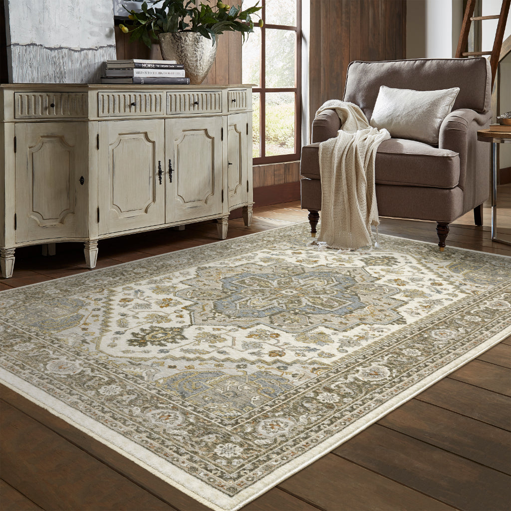 Oriental Weavers Maharaja 1144Y Multicolor Rectangle Indoor Area Rug - Stain Resistant Low Pile Traditional Rug with Medallion Design-