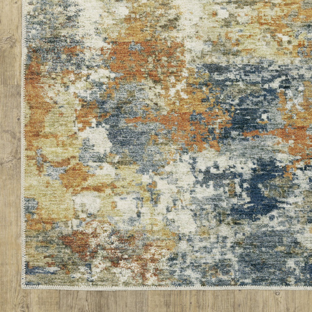 Oriental Weavers Malibu MAL05 Multicolor Rectangle Indoor Runner - Stain Resistant Low Pile Abstract Rug