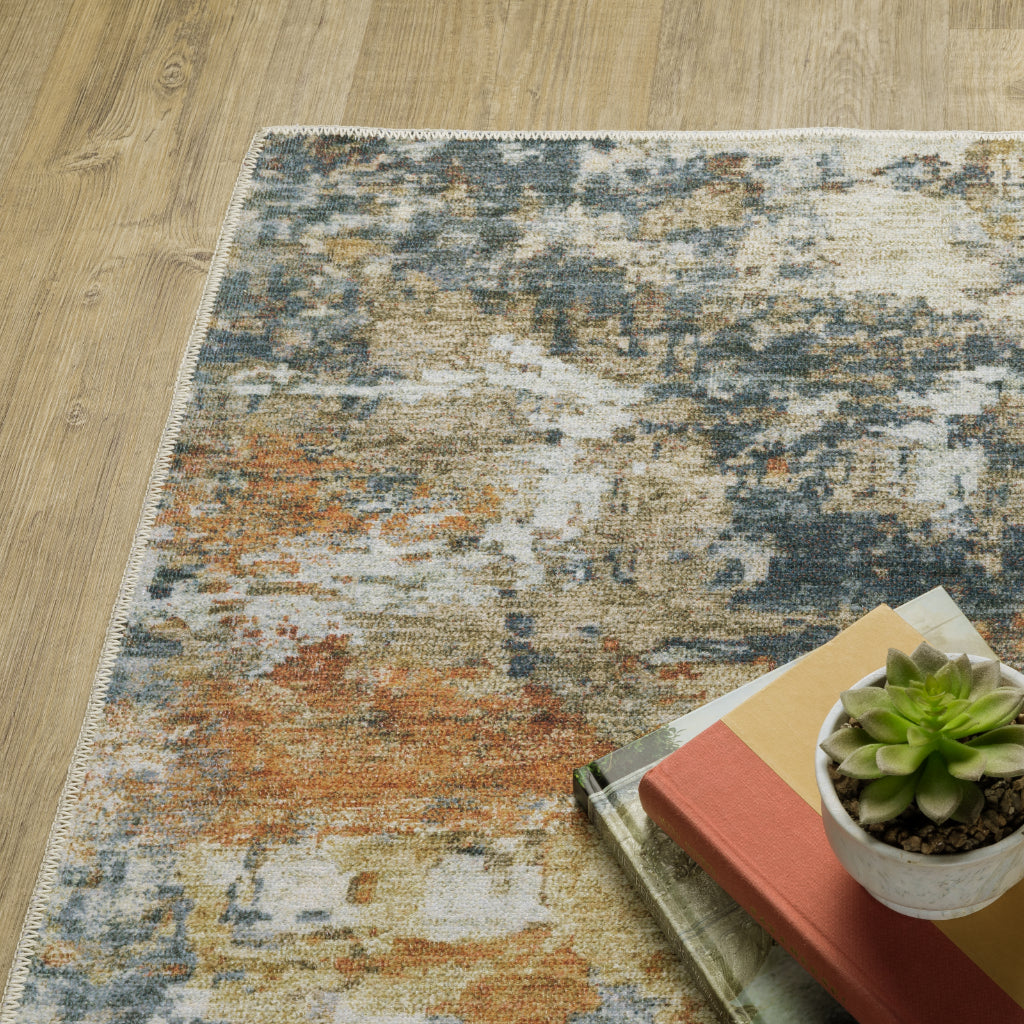 Oriental Weavers Malibu MAL05 Multicolor Rectangle Indoor Runner - Stain Resistant Low Pile Abstract Rug