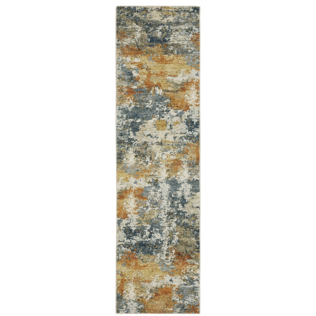 Oriental Weavers Malibu MAL05 Multicolor Rectangle Indoor Runner - Stain Resistant Low Pile Abstract Rug