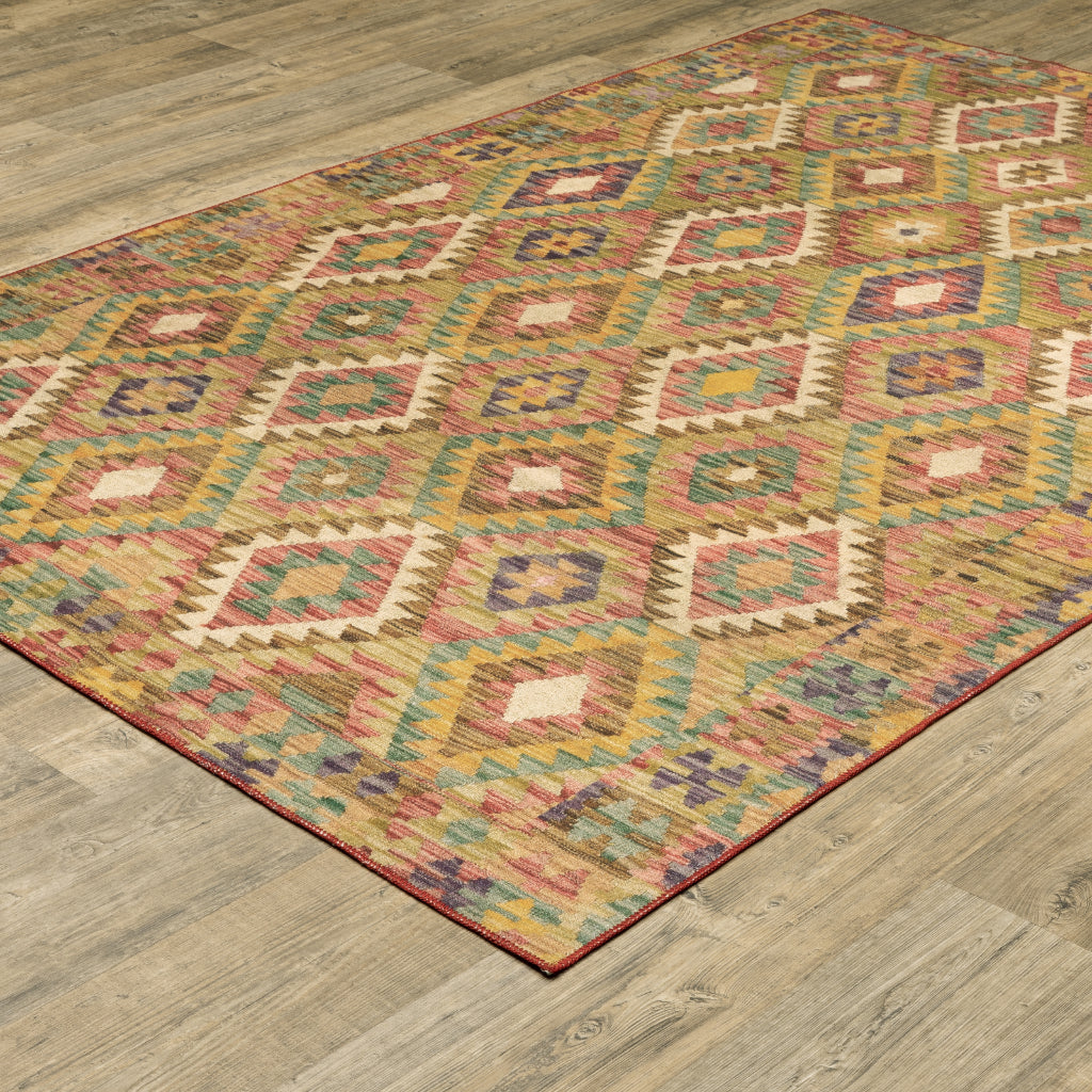 Oriental Weavers Malibu MAL07 Multicolor Rectangle Indoor Area Rug - Stain Resistant Low Pile Geometric Rug