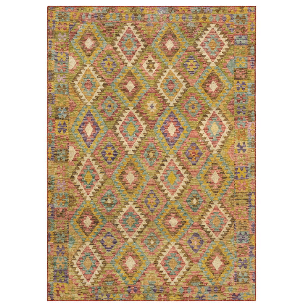 Oriental Weavers Malibu MAL07 Multicolor Rectangle Indoor Area Rug - Stain Resistant Low Pile Geometric Rug