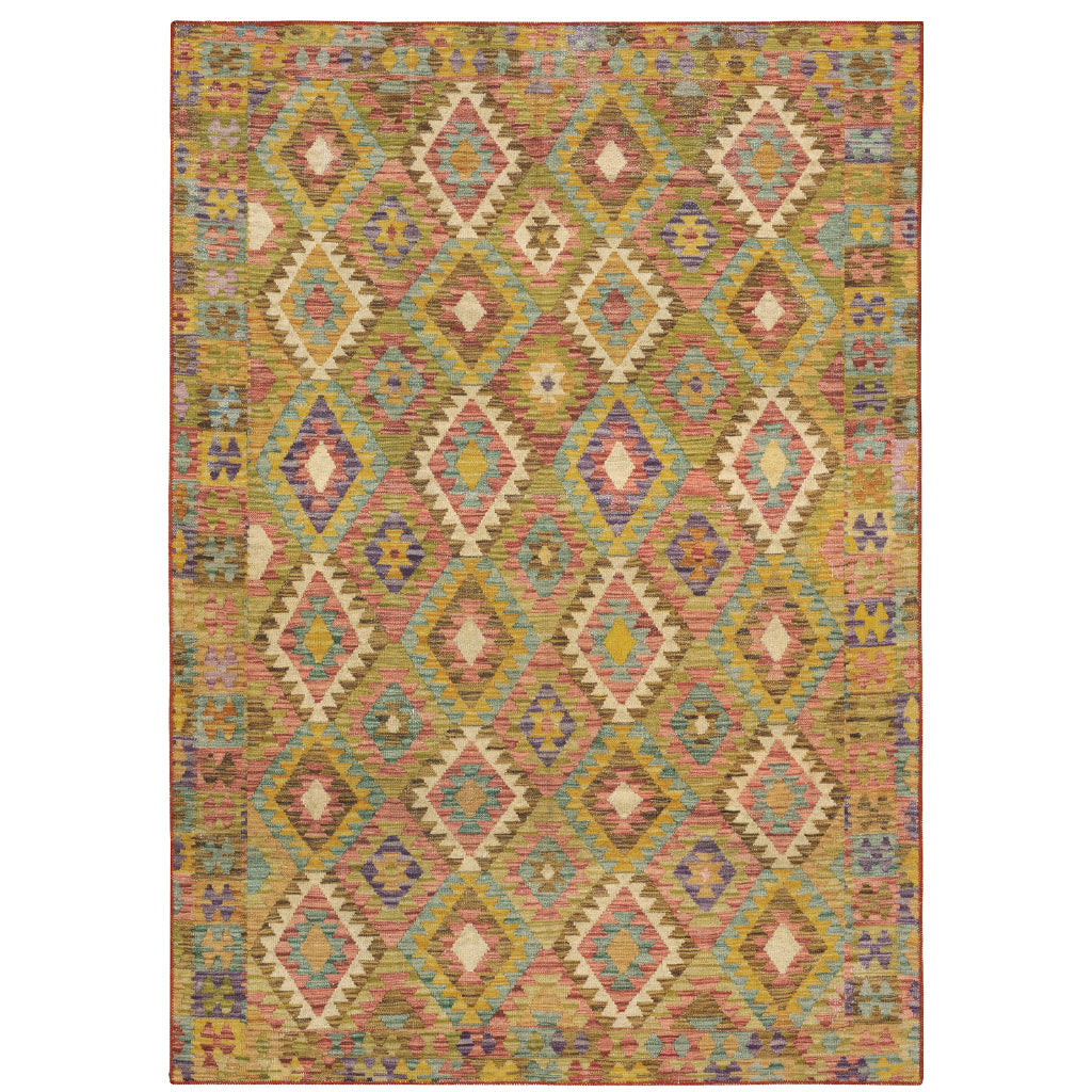 Oriental Weavers Malibu MAL07 Multicolor Rectangle Indoor Area Rug - Stain Resistant Low Pile Geometric Rug-