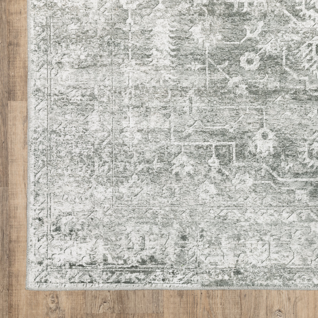 Oriental Weavers Malibu MAL08 Gray Rectangle Indoor Runner - Stain Resistant Low Pile Vintage Style Rug