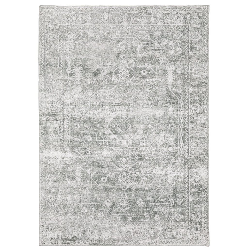 Oriental Weavers Malibu MAL08 Gray Rectangle Indoor Area Rug - Stain Resistant Low Pile Vintage Style Rug-