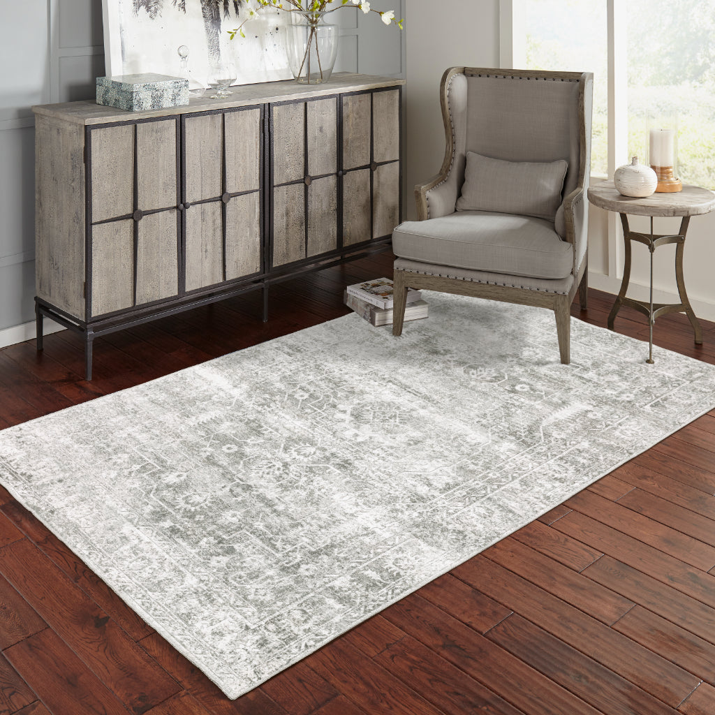 Oriental Weavers Malibu MAL08 Gray Rectangle Indoor Area Rug - Stain Resistant Low Pile Vintage Style Rug-