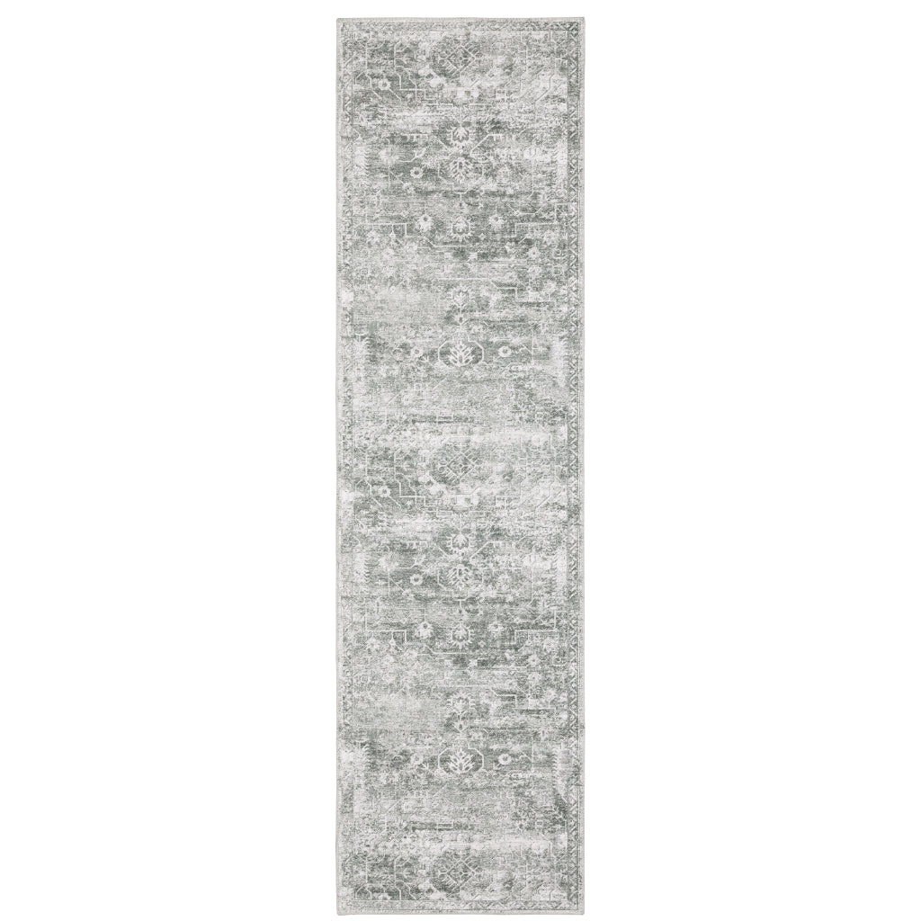 Oriental Weavers Malibu MAL08 Gray Rectangle Indoor Runner - Stain Resistant Low Pile Vintage Style Rug-