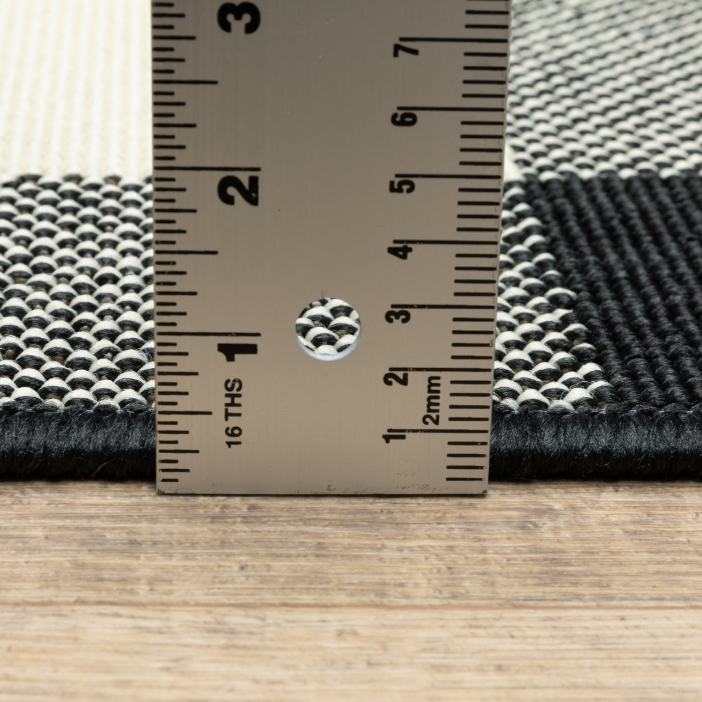 Oriental Weavers Marina 1932K Black/Ivory Rectangle Indoor / Outdoor Area Rug - Stain Resistant Machine Made Patio Rug with Geometric Pattern
