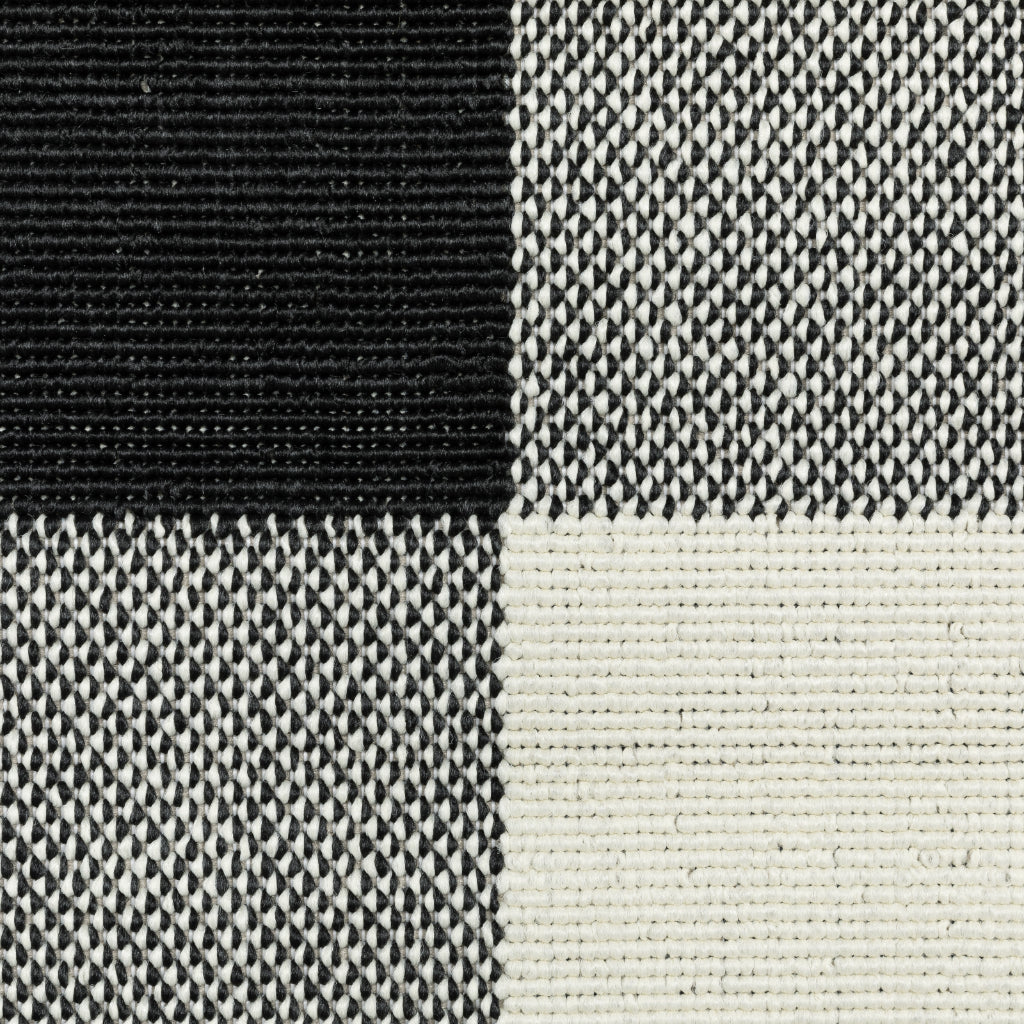 Oriental Weavers Marina 1932K Black/Ivory Rectangle Indoor / Outdoor Area Rug - Stain Resistant Machine Made Patio Rug with Geometric Pattern