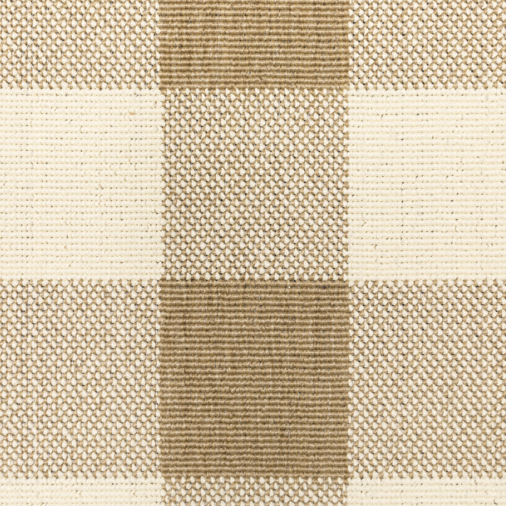 Oriental Weavers Marina 2598I Tan/Ivory Rectangle Indoor / Outdoor Area Rug - Stain Resistant Machine Made Patio Rug with Geometric Pattern