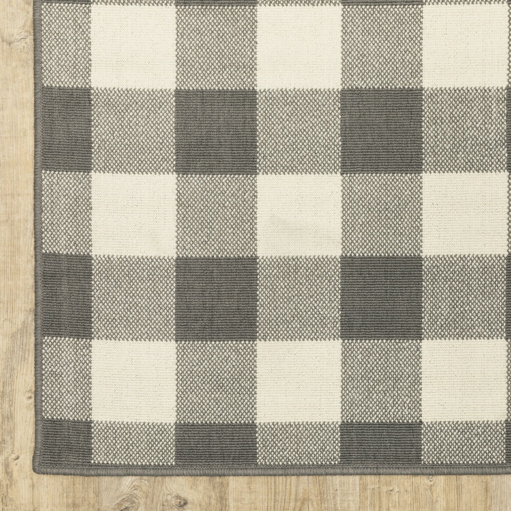Oriental Weavers Marina 2598W Grey/Ivory Rectangle Indoor / Outdoor Area Rug - Stain Resistant Machine Made Patio Rug with Geometric Pattern