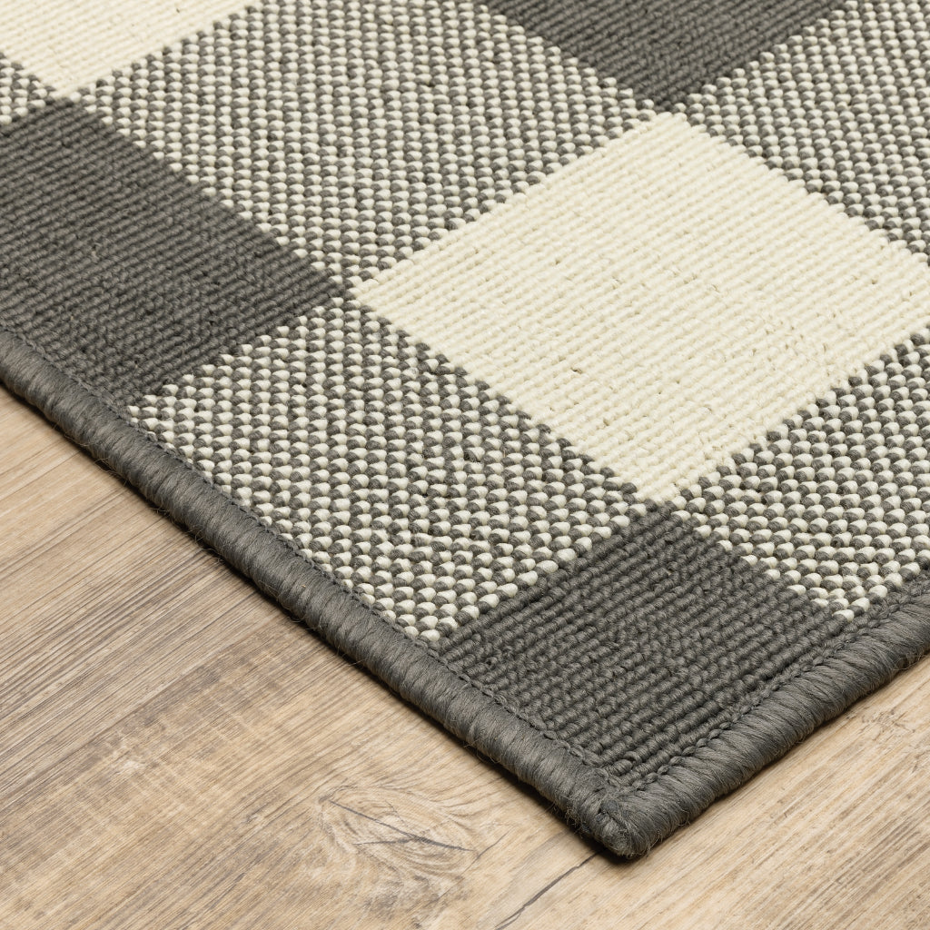 Oriental Weavers Marina 2598W Grey/Ivory Rectangle Indoor / Outdoor Area Rug - Stain Resistant Machine Made Patio Rug with Geometric Pattern