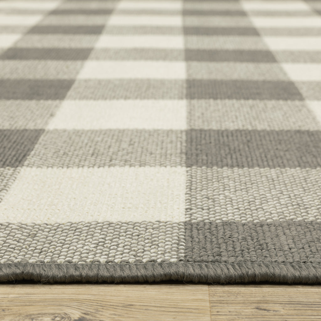 Oriental Weavers Marina 2598W Grey/Ivory Rectangle Indoor / Outdoor Area Rug - Stain Resistant Machine Made Patio Rug with Geometric Pattern