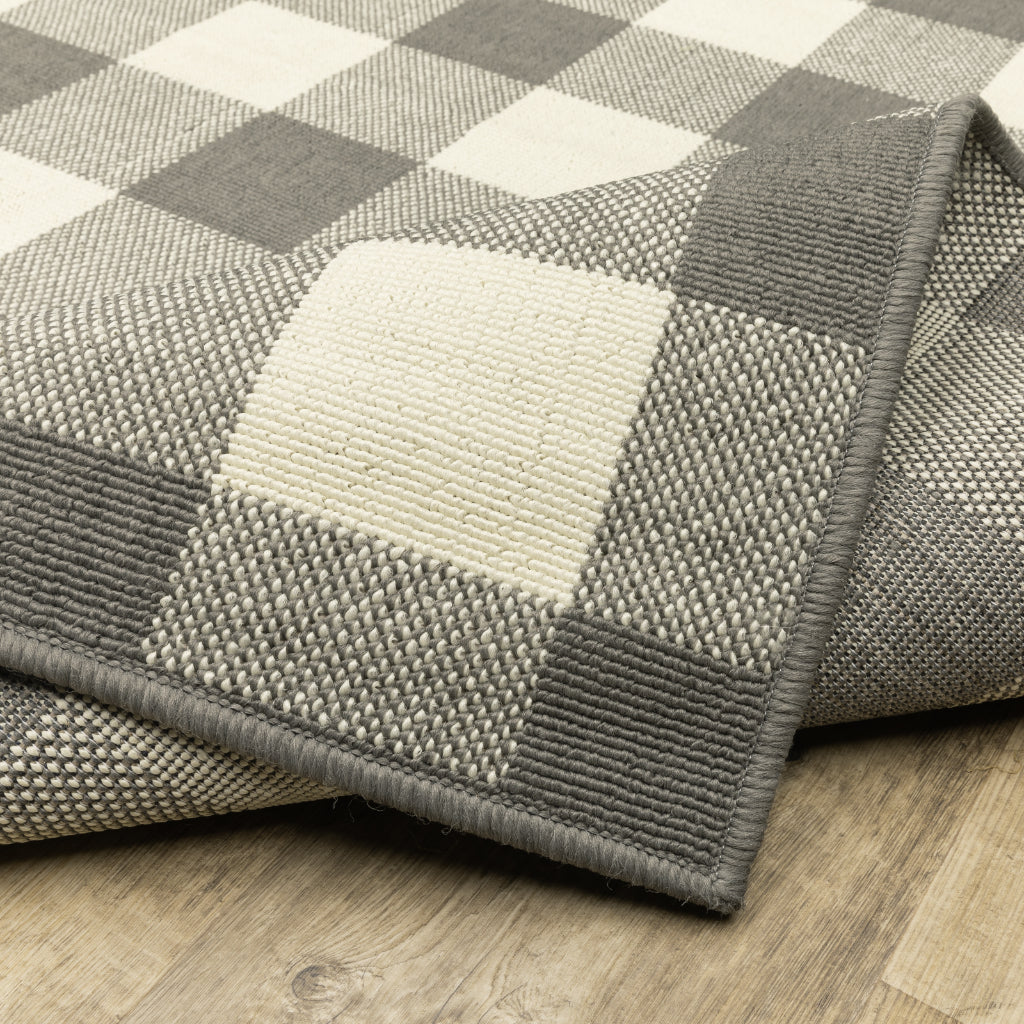 Oriental Weavers Marina 2598W Grey/Ivory Rectangle Indoor / Outdoor Area Rug - Stain Resistant Machine Made Patio Rug with Geometric Pattern
