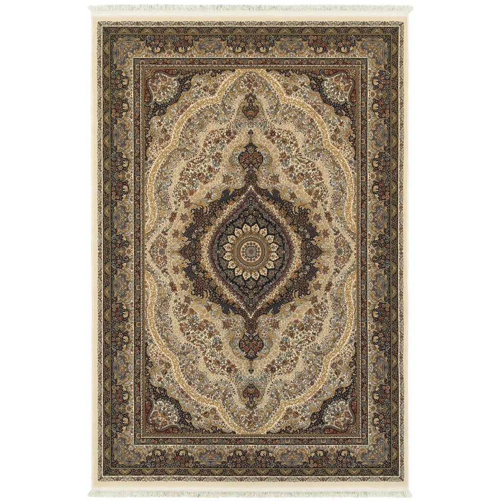 Oriental Weavers Masterpiece 111W2 Multicolor Rectangle Indoor Area Rug - Exquisite Stain Resistant Traditional Rug with Medallion Design