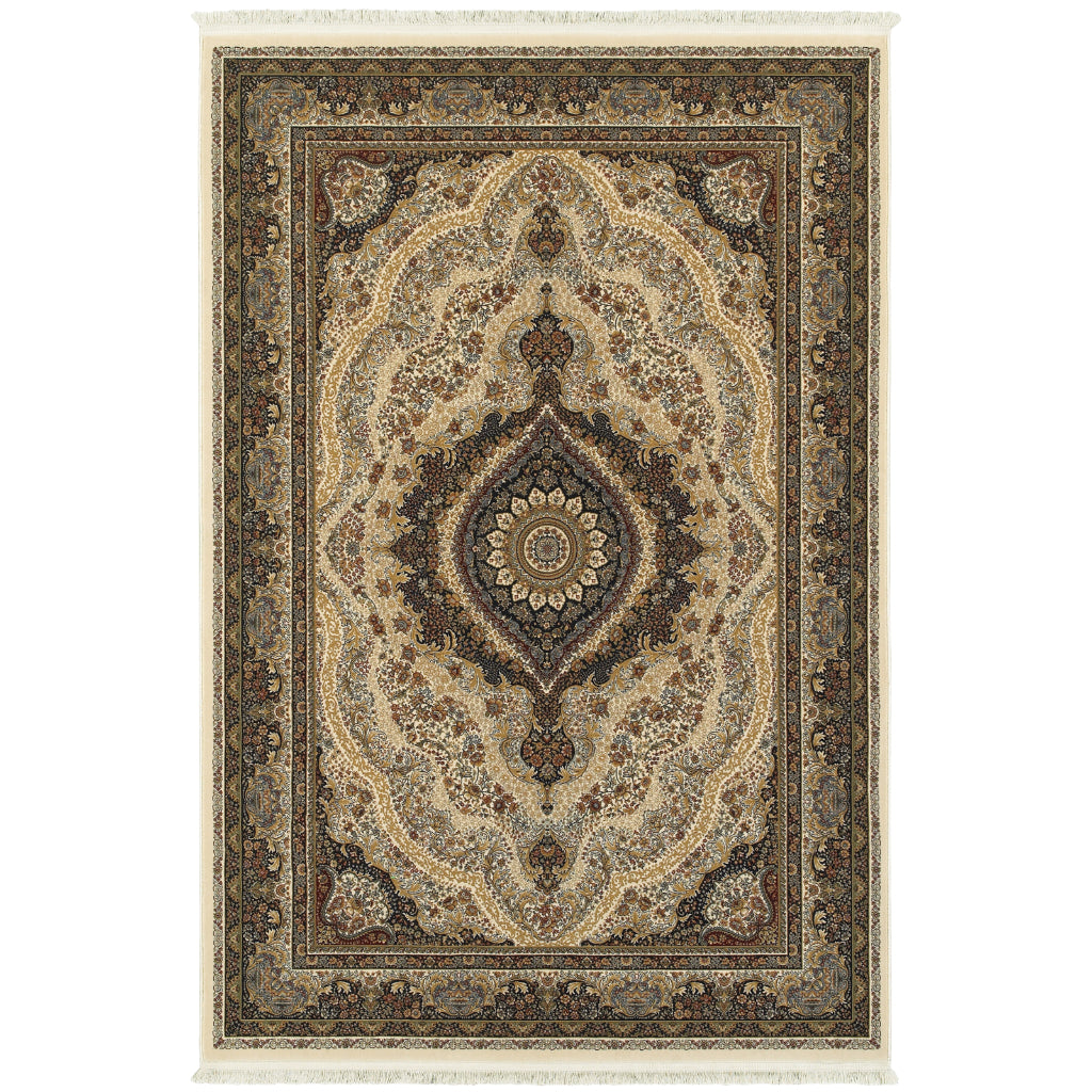 Oriental Weavers Masterpiece 111W2 Multicolor Rectangle Indoor Area Rug - Exquisite Stain Resistant Traditional Rug with Medallion Design-