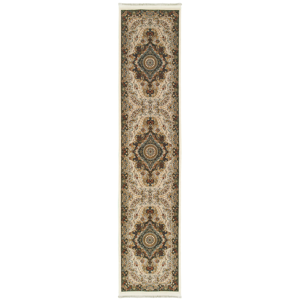 Oriental Weavers Masterpiece 111W2 Multicolor Rectangle Indoor Runner - Exquisite Stain Resistant Traditional Rug with Medallion Design-