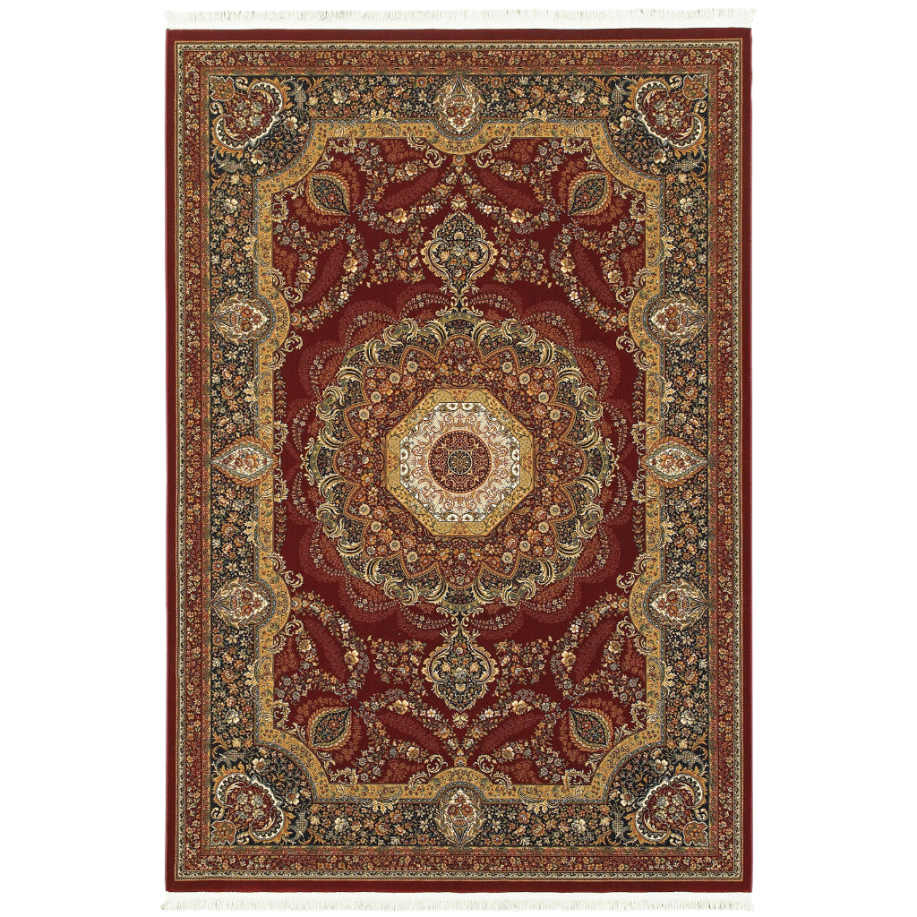 Oriental Weavers Masterpiece 113R2 Multicolor Rectangle Indoor Area Rug - Exquisite Stain Resistant Traditional Rug with Medallion Design-