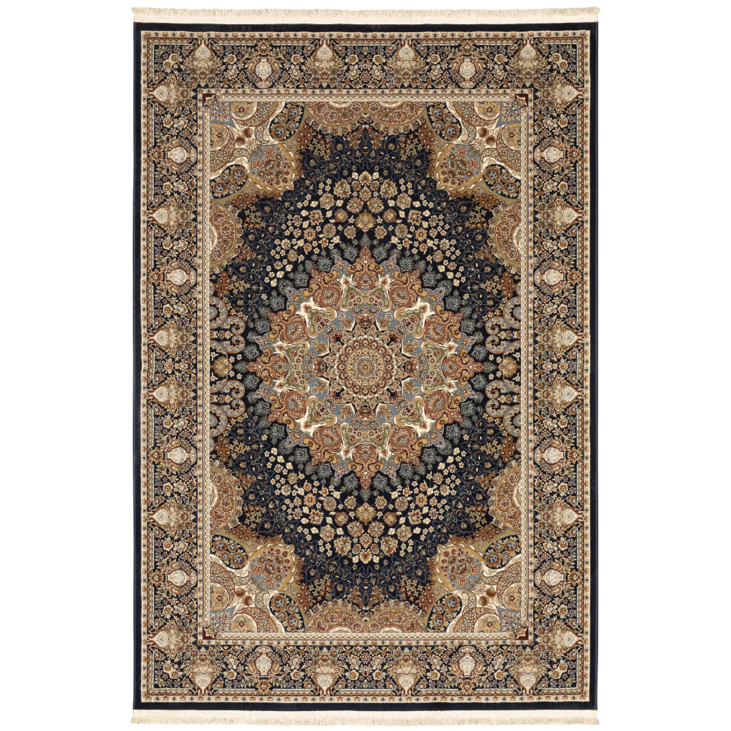 Oriental Weavers Masterpiece 1802B Multicolor Rectangle Indoor Area Rug - Exquisite Stain Resistant Traditional Rug with Medallion Design-