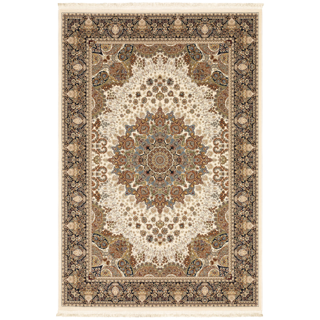Oriental Weavers Masterpiece 1802W Multicolor Rectangle Indoor Area Rug - Exquisite Stain Resistant Traditional Rug with Medallion Design-