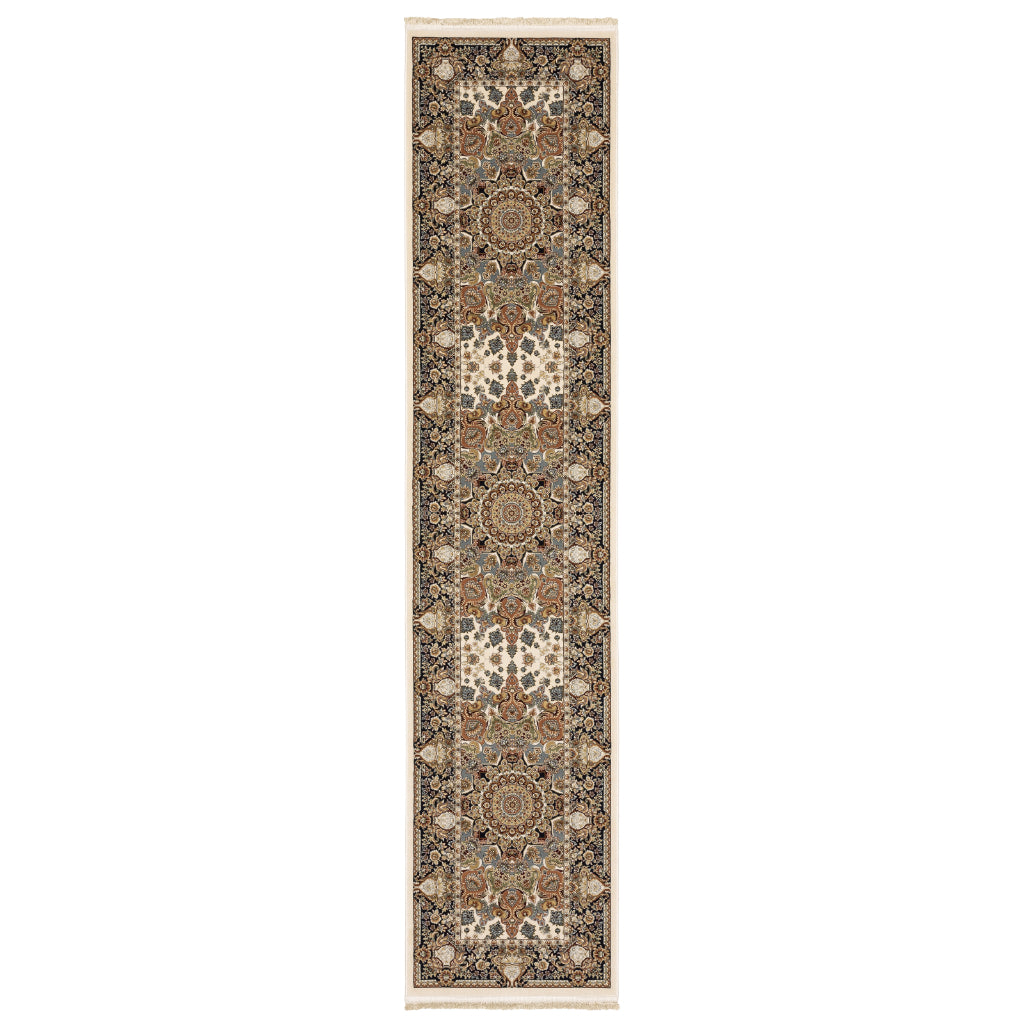 Oriental Weavers Masterpiece 1802W Multicolor Rectangle Indoor Runner - Exquisite Stain Resistant Traditional Rug with Medallion Design-