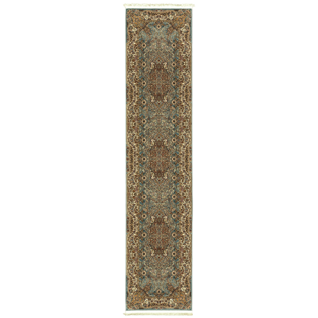 Oriental Weavers Masterpiece 502L2 Multicolor Rectangle Indoor Runner - Exquisite Stain Resistant Traditional Rug with Medallion Design-