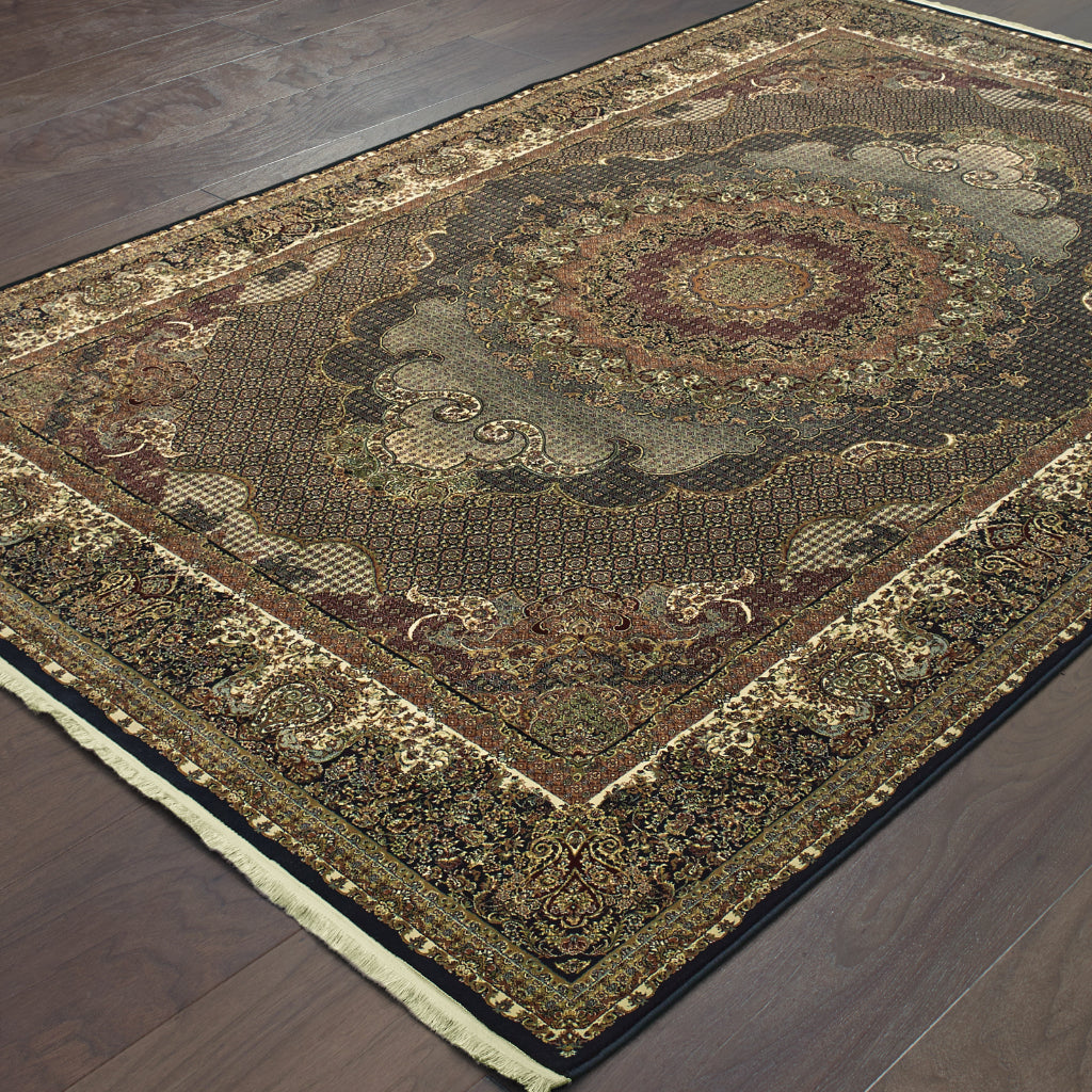 Oriental Weavers Masterpiece 5330B Multicolor Rectangle Indoor Area Rug - Exquisite Stain Resistant Traditional Rug with Medallion Design-