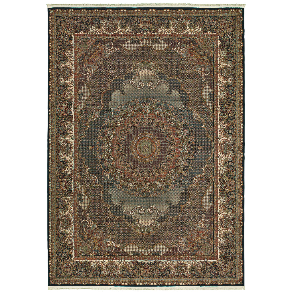 Oriental Weavers Masterpiece 5330B Multicolor Rectangle Indoor Area Rug - Exquisite Stain Resistant Traditional Rug with Medallion Design-