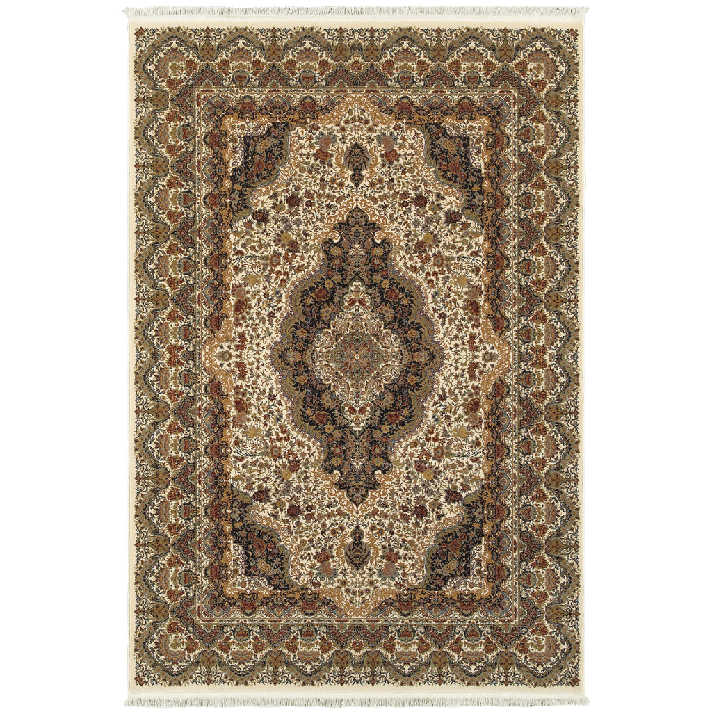 Oriental Weavers Masterpiece 5560W Multicolor Rectangle Indoor Area Rug - Exquisite Stain Resistant Traditional Rug with Medallion Design-