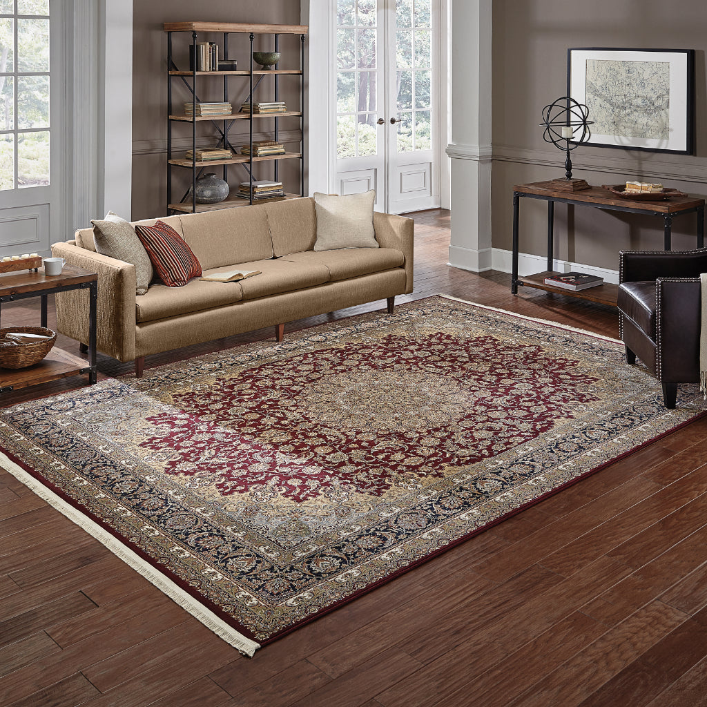 Oriental Weavers Masterpiece 090R2 Multicolor Rectangle Indoor Area Rug - Exquisite Stain Resistant Traditional Rug with Medallion Design-