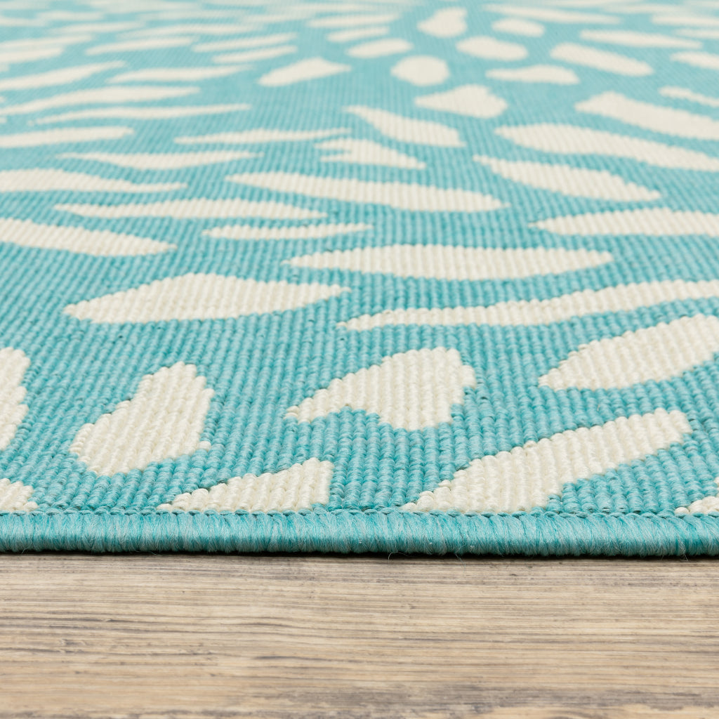 Oriental Weavers Meridian 1506L Blue/Ivory Round Indoor / Outdoor Area Rug - Trendy Stain Resistant Machine Made Rug for Dining & Living Spaces-