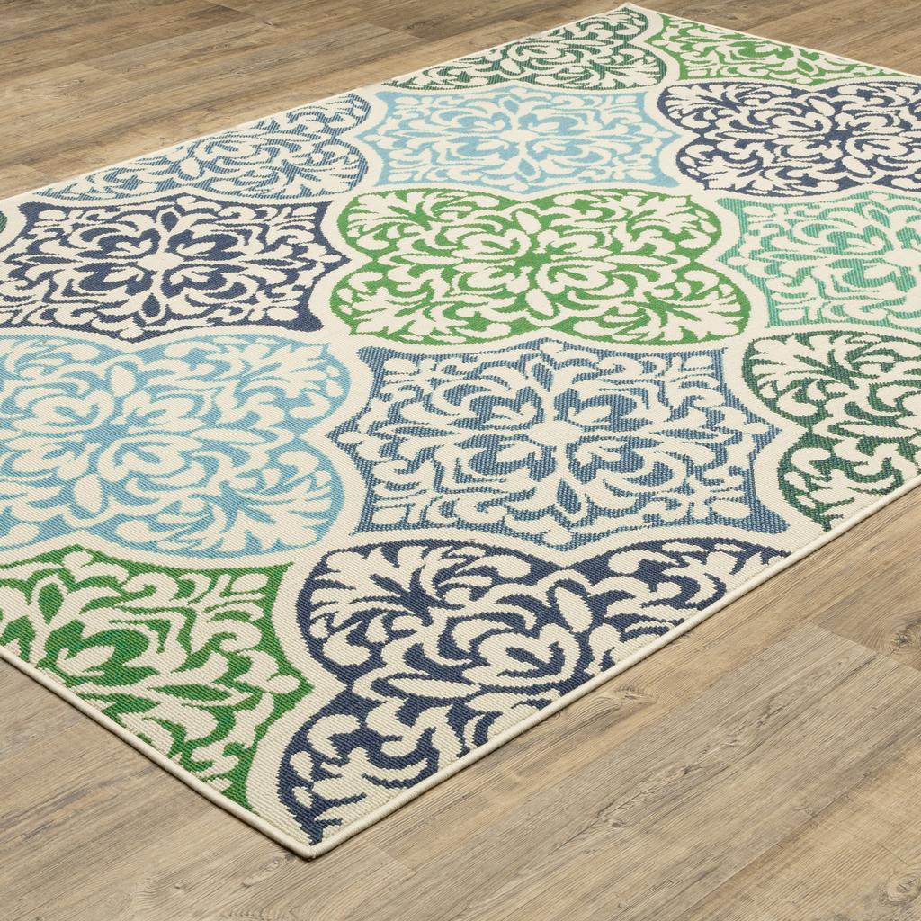 Oriental Weavers Meridian 4266L Blue Rectangle Indoor/Outdoor Area Rug Floral Pattern-
