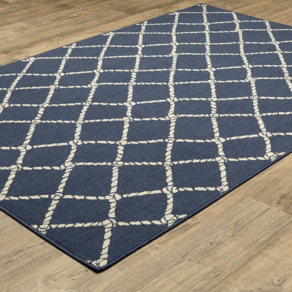 Oriental Weavers Meridian 4295B Navy Rectangle Indoor/Outdoor Area Rug Novelty Pattern-