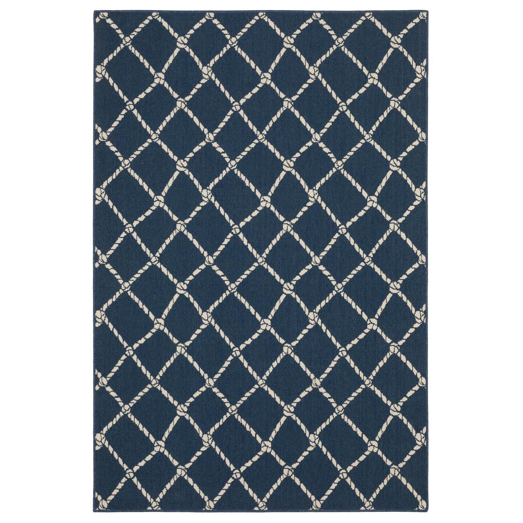 Oriental Weavers Meridian 4295B Navy Round Indoor/Outdoor Area Rug Novelty Pattern-