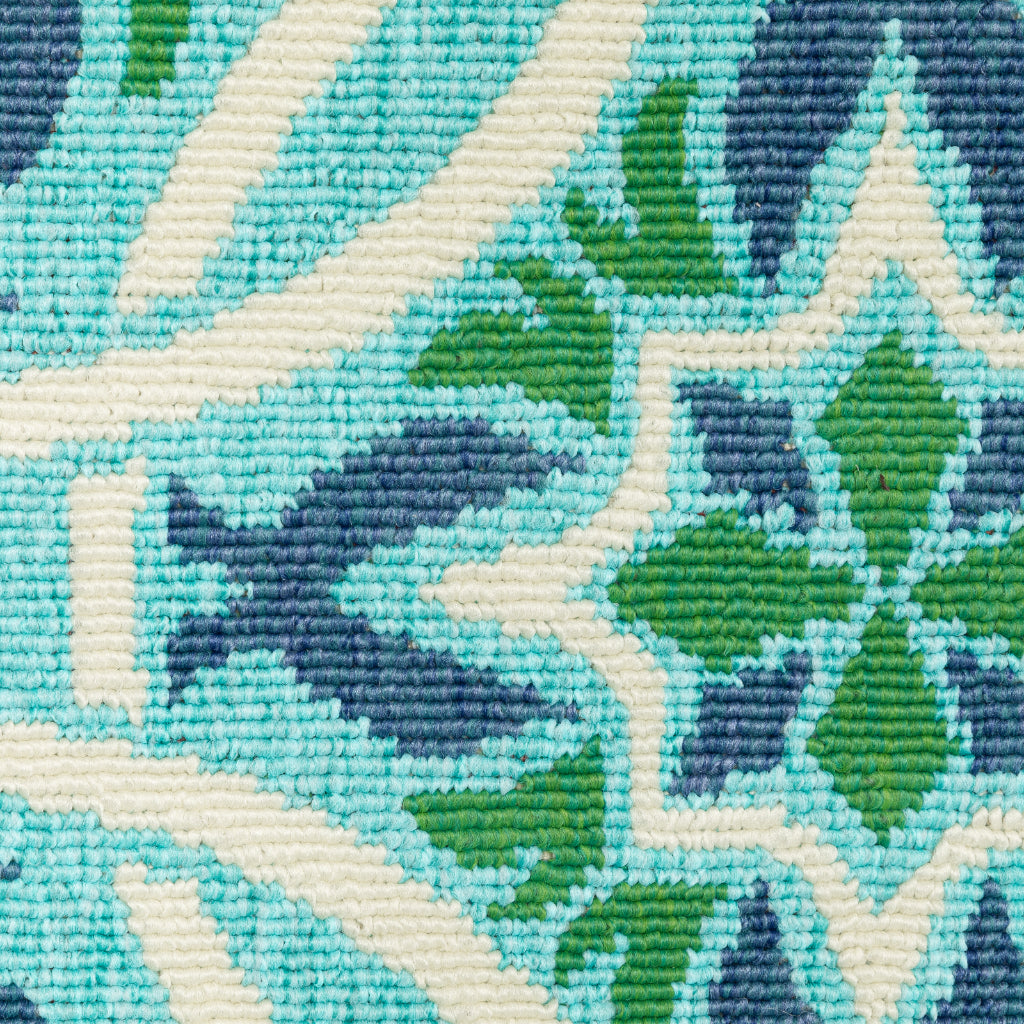 Oriental Weavers Meridian 5868L Blue/Green Round Indoor / Outdoor Area Rug - Trendy Stain Resistant Machine Made Rug for Dining &amp; Living Spaces