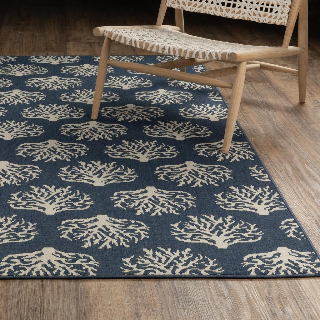 Oriental Weavers Meridian 7420A Navy Rectangle Indoor/Outdoor Runner Novelty Pattern-